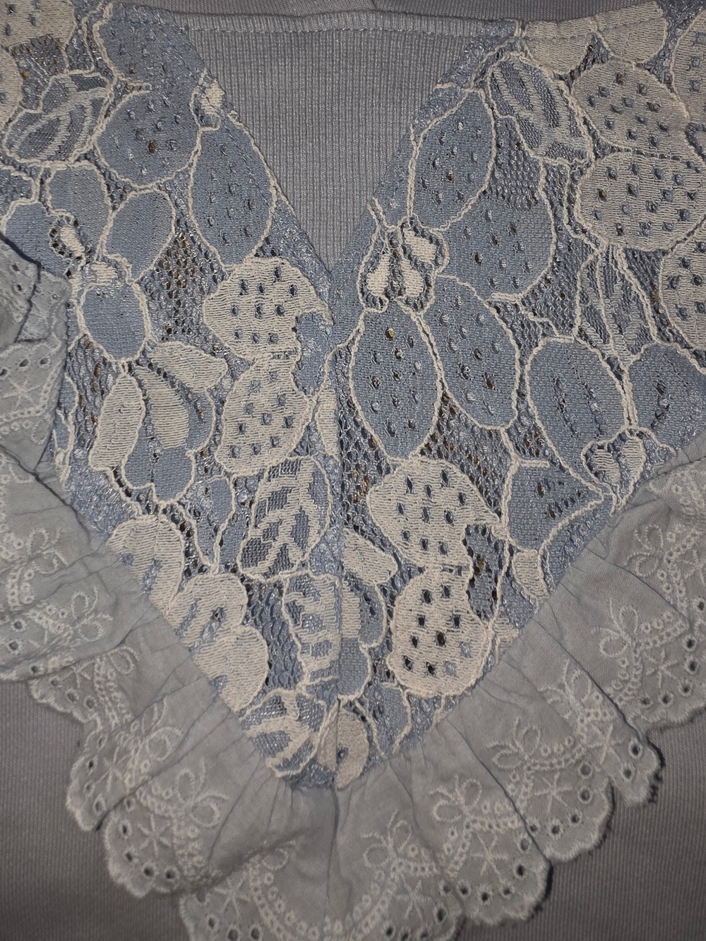 Rawrare Light Blue Lace Trim Hoodie Sweatshirt #HD10 - Picture 8 of 10